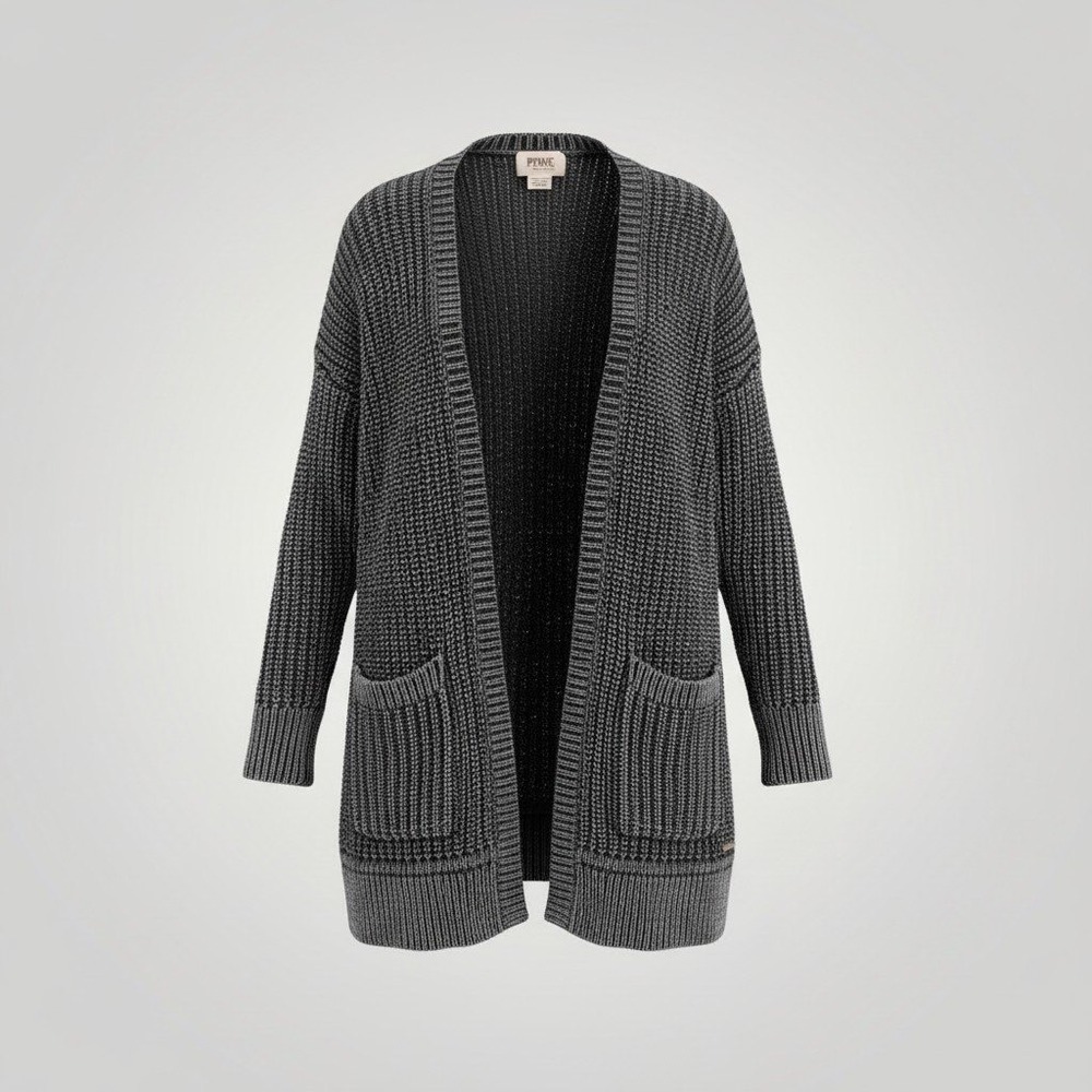 PINK Victoria's Secret Cardigan‎ Womens XS Black Shaker Knit Open Front Academia